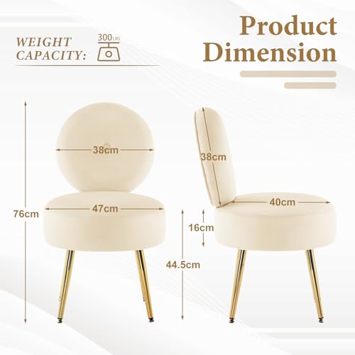 Fauteuil Coiffeuse Velours Beige Pieds Dorés Ckaff