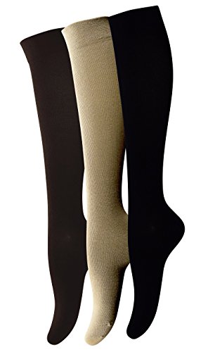 Yomandamor Women's Mild(8-15 mmHg) Compression Socks(3 Pair Packs) Size 9-11 (Assorted)