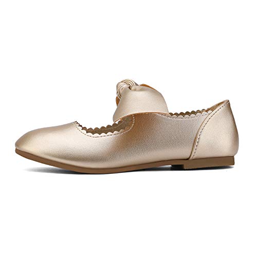 Dream Pairs Girls Ballerina Flats Mary Jane Front Bow Dress Shoes Gold Size 1 Little Kid Angie-5 #TOP3
