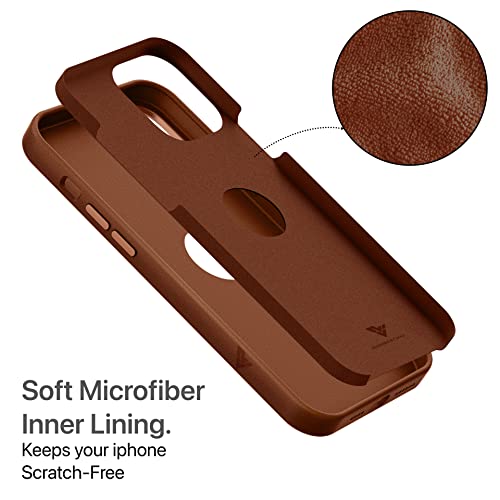 Image of Vaku Luxos Lexza for iPhone 14 Cover Case, Premium Leather, Military-Grade Protection, Slim, Thin Compatible with iPhone 14 Back Cover - Brown