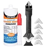 Silicone Sealant Remover Gel 125ml with 3-in-1 Silicone Removal Tool – Heavy Duty Sealant & Caulk Remover Kit for Tiles, Showers, Kitchens, Doors & Windows – Low Odour, Leaves Surfaces Clean & Smooth