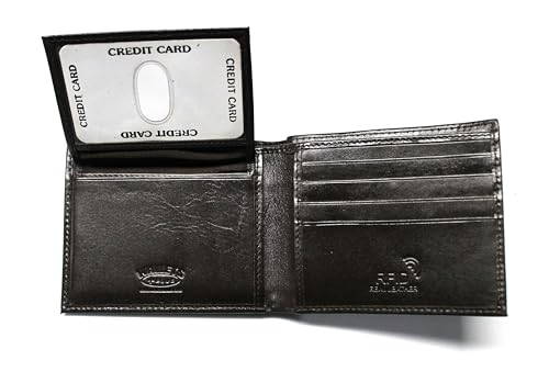 Bass Fishing Embossed Leather Bifold Wallet - Dark Brown RFID Safe2