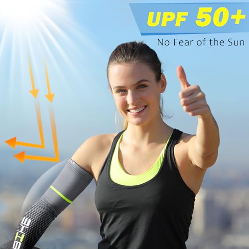 Sun Protection Compression Arm Sleeves for Men and Women, beister UV Cooling Cycling Arm Sleeves for Volleyball, Running, Athletic Sports, Basketball, Covering Tattoos