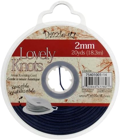 Lovely Knots/Knotting Cord 2mm 20yds on Reusable Bobbin Navy Blue for Jewelry and Craft Making