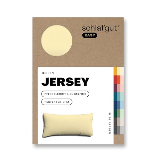 schlafgut Easy Mako-Jersey Kissenbezug 40x80 cm Yellow Mid (Gelb) – 100% Baumwolle Kopfkissenbezug Bügelfrei mit Ton-in-Ton Reißverschluss – Made in Green by Oeko-TEX