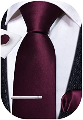 Barry.Wang Men Tie Set Pure Color Necktie Handkerchief Cufflink Silk Exquiste Party Classic Anniversaries
