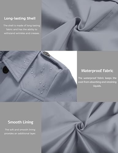 wantdo Women's Waterproof Trench Coat Classic Lapel Outerwear Coat with Belt Gray Small