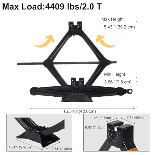 Image of Car Jack Kit 4 Pack, Scissor Jack for Cars 2 Ton /4409 lbs, Tire Jack Kits with Ratcheting Handle, Tire Changing Kit for Car, Portable Scissor Lift Jack