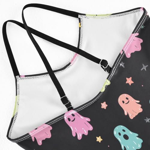 Girls Swimwear 3-10 Years One Piece Halter Swimsuit Halloween Ghost Beach Bathing Suit4