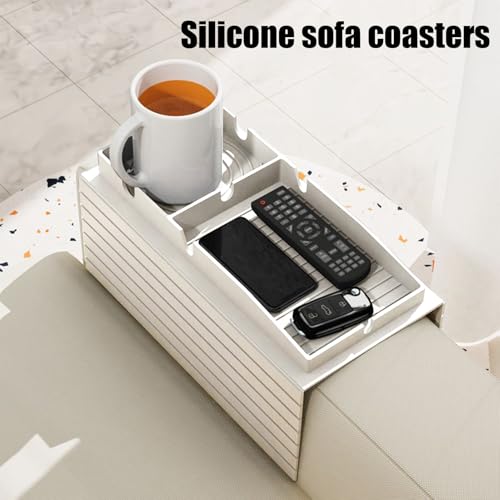 Bandeja para TV con caja organizadora y posavasos de sofá de silicona 2