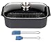 GSW 410908 Gourmet prostokątne naczynie do pieczenia z wkładem grillowym 40 x 26 x 11 cm / ok. 8,0 l w zestawie 2-częściowy zestaw pędzli do pieczenia, odlew aluminiowy, czarny, 40 cm, 5 sztuk