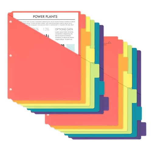 H4D 6-Tab Plastic Binder Dividers, 2 Pockets, Primary Colors, 2 Sets