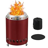 BRIAN & DANY Tabletop Fire Pit with Stand, Solo Outdoor Stove, Low Smoke Outdoor Mini Fire, Fueled by Pellets or Wood, Safe Burning, 7.9 x 5.5 in, Red