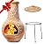 Wiosi Medium Chiminea Outdoor Fireplace Clay Chimineas with Chimney Rain Lids and Solid Metal Stands - Yellow Terracotta Chimenea - Rustic Fire Pit Chimnea 16 x 16 x 32-inch