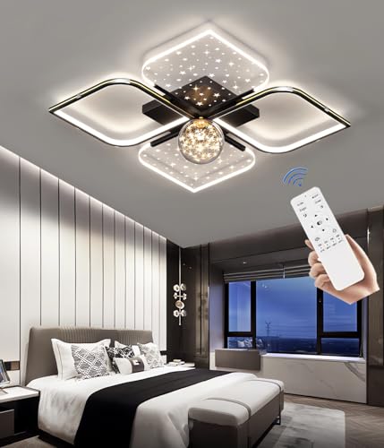 Plafondnier LED moderne de 74W avec télécommande pour salon et chambre