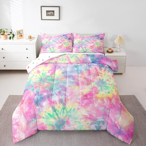 Erosebridal Kids Tie Dye Comforter Set, Bohemian Batik Down Comforter