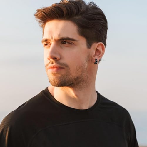 Image of Young & Forever Gift Stainless Steel Hoop Stud Earrings for Men and Boys