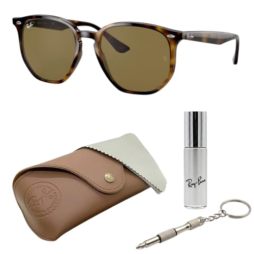 Ray-Ban RB4306 Square-Round Shape Non-Polarized Sunglasses for Men & Women Includes Official Rayban Eyewear Kit Ideal Formal & Casual Wear Sunglasess Dark Brown Lens