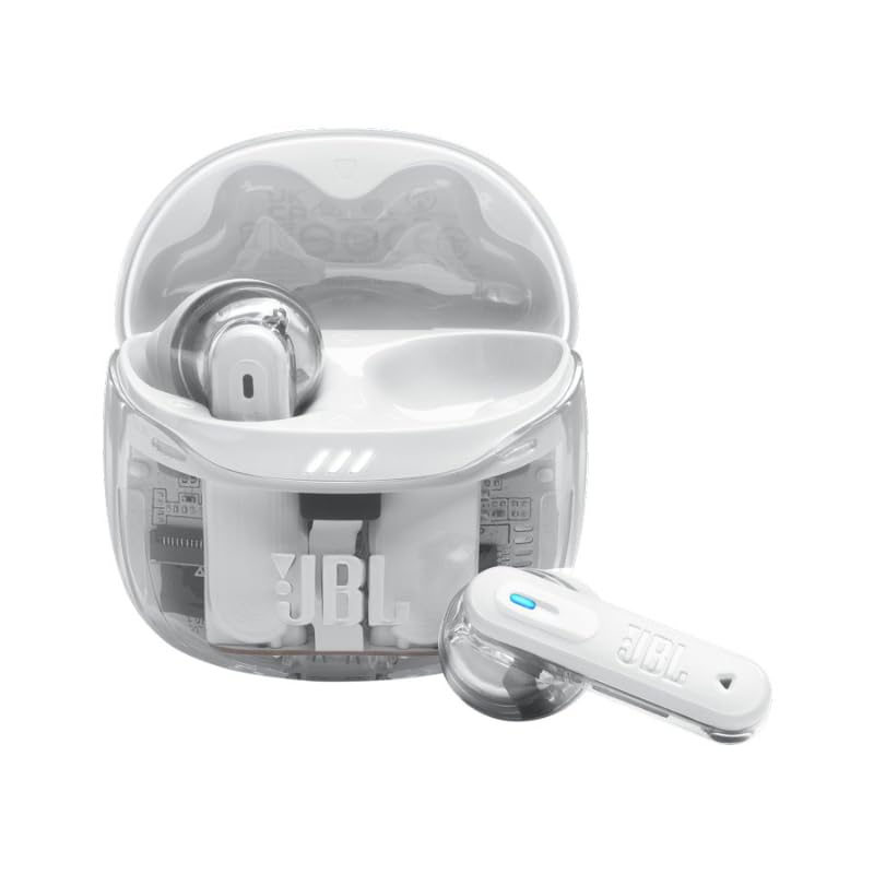 JBL Tune Flex 2 - True Wireless Noise Cancelling Earbuds Spatial Sound and Smart Ambient Technology, 6 mics for Perfect Calls, up to 48Hrs of Playback, IP54 Dust & Water Resistant (Ghost White)