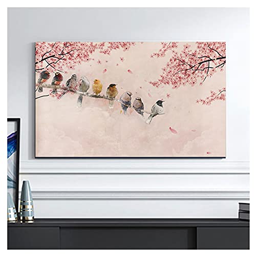 NAKAN Schutzhülle für TV Innen Staubdicht TV-Abdeckung Vögel Blume Muster 19-65 Zoll TV-Displayschutz für LED, LCD, OLED-Flachbildschirm, Rustikale Dekoration(Size:65in,Color:1) Cover