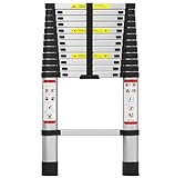 Escalera telescópica extensible de 3,79 m de espesor plegable metal escalera telescópica capacidad 150 kg escalera telescópica escalera telescópica 149 pulgadas