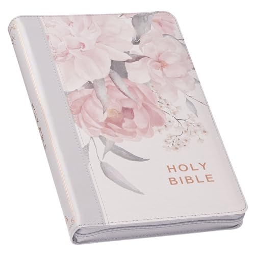 KJV Bible Deluxe Gift Faux Leather Floral Printed W/Zipper