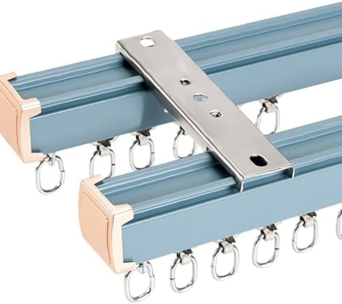Heavy Duty Double Row Curtain Track - Silent Ceiling/Wall Mount for Room Dividers & Hospital Curtains - Versatile Heavy-Duty Rail for Easy Installation & Smooth Operation