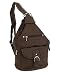 Womens Dark Brown Leather Convertible 7 Pocket Medium Size Tear Drop Sling Backpack Purse Shoulder Bag