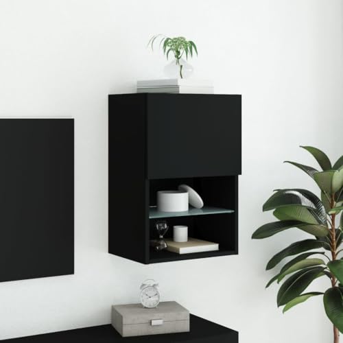 Svart TV-skåp med LED-lampor – Underhållningscenter 40,5 x 30 x 60 cm