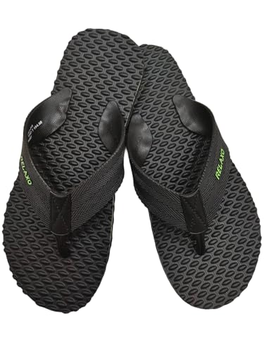 Dots/points Flip-Flops, Textured Sole Design, Unisex Beach Slippers, Available in Blue and Black bahamas(bhg-215) (BLACK, UK Footwear Size System, Adult, Men, Numeric, Medium, 10)