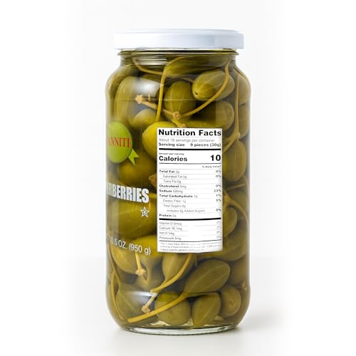 Sanniti Spanish Caperberries (Caper Berries) in Vinegar and Salt Brine - 33.5 oz