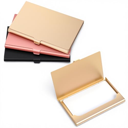HaiFafafaing 3 Stück Visitenkartenetui Slim, Aluminium Visitenkarten Etuis Professionelles Slim Pocket Metall Kartenetui, Visitenkartenhalter für Aufbewahrung Ihrer Karte