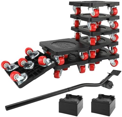 8 Pack Furniture Movers Dolly Furniture Movers with Wheels, 5 Wheels Small Flat Dolly, 800 Lbs Capacity, Black