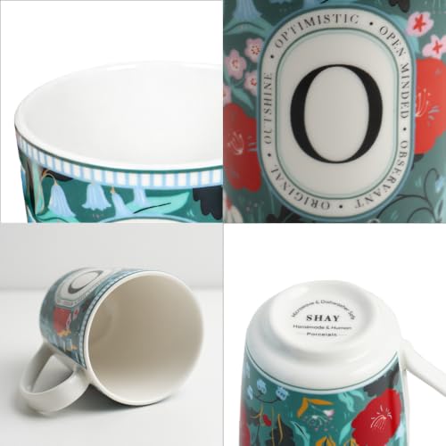 Image of Shay Alphabet Mug 300ml, Letter O Printed Coffee Mug for Girls, Boys, Friends | Ceramic Mug |Glossy Finish | Ceramic Coffee Cup | Porcelain | Microwave Safe (Alphabet Mug - O)
