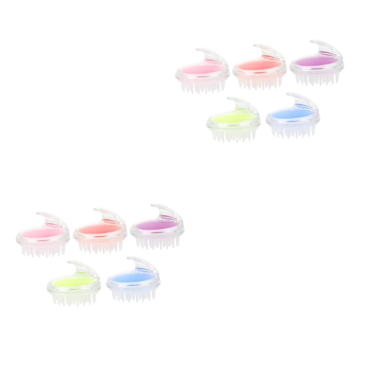 2 Series Cepillo Masajeador De Silicona Para Cabelludo Con Mango Ergonómico Portátil Y Fácil De Usar Para Limpieza Profunda Y Masaje Relajante 5 Piezas*2