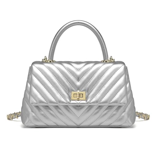 Image of ER.Roulour Quilted Crossbody Bags for Women, Trendy Roomy Shoulder Handbags with Flap Gold Hardware Chain Purses Shoulder Bag