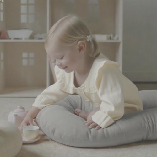 Image of Infant Support Cushion - Baby Support Cushion for Newborn, 0-24 Months, Portable Tummy Time Mat for Home and Travel, Soft Cotton, Supervised Use, Baby Essentials Gift,Grey(1 Cushion + 1 Cover)