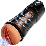 Elektrischer Masturbator Masturbieren für Männer mit 10 Vibrationsfunktion & 5 Saugen, Sex Spielzeug für die Männer Realistisch Vagina Pussy, Taschenmuschi Masturbatoren Penis Pussy Sex Toys