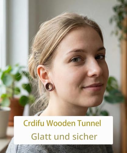 Crdifu 2 Paar Ohr Plug Flesh Tunnel Set aus Holz Double Flared Ohr Expander Piercing Schmuck(8-20mm)