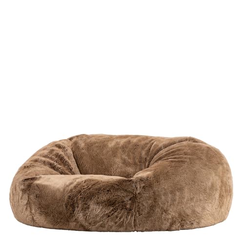 Icon Cloud XXL Sitzsack Sofa für Erwachsene, Nerz, Flauschiger Samtstoff, 2 Sitzer, Bequemer Bean Bag Sofa mit Füllung, Relaxsessel, Lounge, Wohnzimmer Möbel