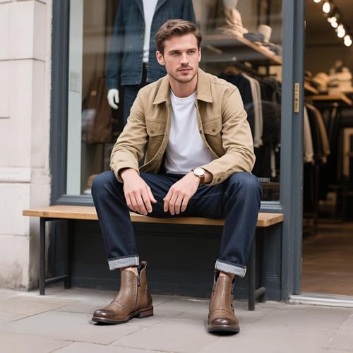 Image of Men's British-Style Buckle Oxford Boots | Buckle Strap Side-Zip Oxford Boots for Casual, Business & Work (Ankle-Length)