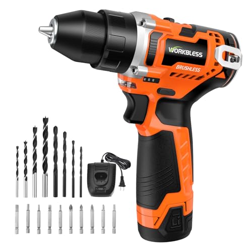 WorkBless 12V Brushless Power Drill, Cordless Drill with LCD Smart