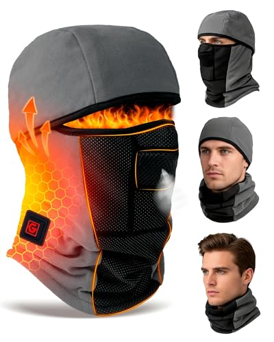 Heated Balaclava Gear Valentine Gifts for Men Women Hunting Fishing Ice Snowboarding Motos Ski Hiking Motorcycle Biking Cycling Outdoor Bicicletas Winter Cold Weather Accessories Accesorios Dark Grey