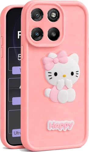 Image of Knotyy Cute 3D Cartoon Soft Silicone Back Cover for Motorola Moto G67 Power 5G - Stylish Design Slim Protective Case with Camera Protection for Moto G67 Power 5G (Pink)