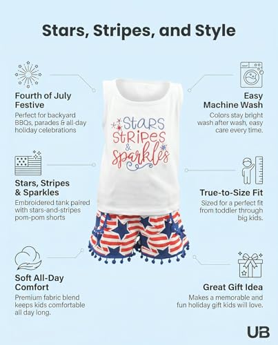 Image of Unique Baby Girls Toddler Big Kid Sleeveless Tank with Pom Pom 2pc Shorts Set Outfit