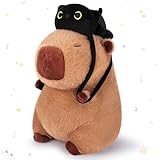 Achwishap Capybara Plush,Capybara Stuffed Animal Cute Plushies,Capybara Plush Toys,Kawaii Plushie Stuffed Toy with Black Cat Backpack Plushies Gifts for Kids Adults(Capybara with Black Cat,14”)