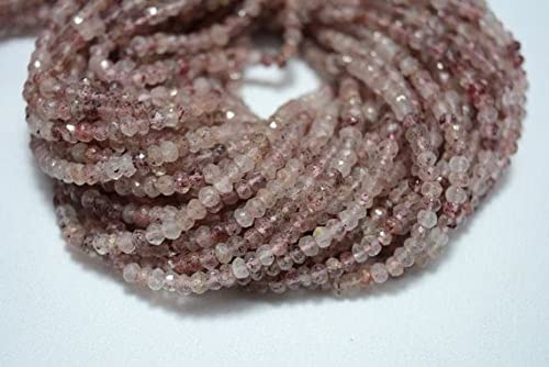 Perles quartz fraise rondelle facettée 4 mm rangée pierre gemme naturelle bijoux DIY