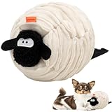 MEWOOFUN Snuffle Ball with Squeaky Features, Interactive Dog Toy - Enrichment Toys for Smart Dogs, Mentally Stimulating, Boredom Busters (Lamb)