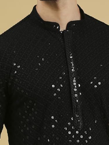 Image of Rajubhai Hargovindas Men Chikankari and Sequin Work Kurta