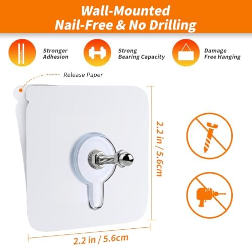 coolpa 24 PCS Picture Hangers Without Nails, Wall Hangers Without Nails, Adhesive Wall Hooks, to use Inside Kitchen, Bathroom, Home and Office - 2